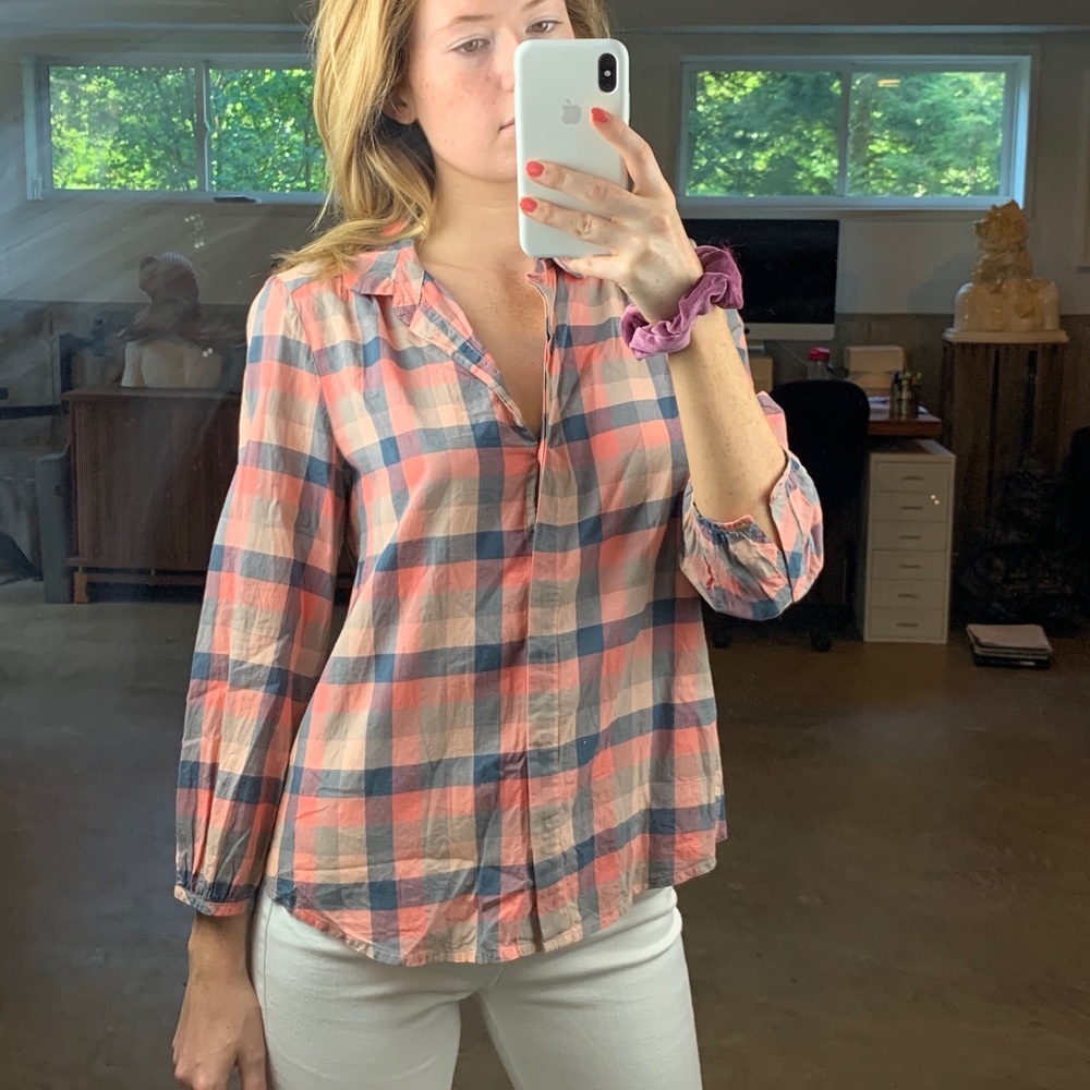 Madewell pastel checkered shirt